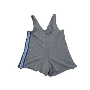 FP Movement by Free People varsity Gray Jumpsuit side snap Blue stripes sz small